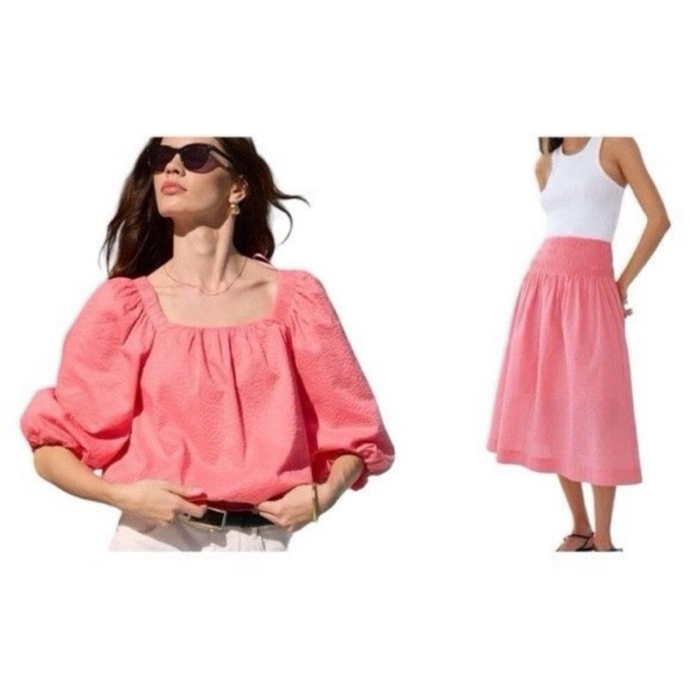 AYR Pink Bubble Hem Crop Top, XL